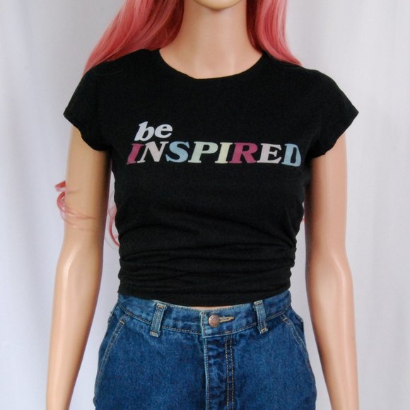 Luscious Cream - Be Inspired Colorful Black Tee - Picture 1 of 5
